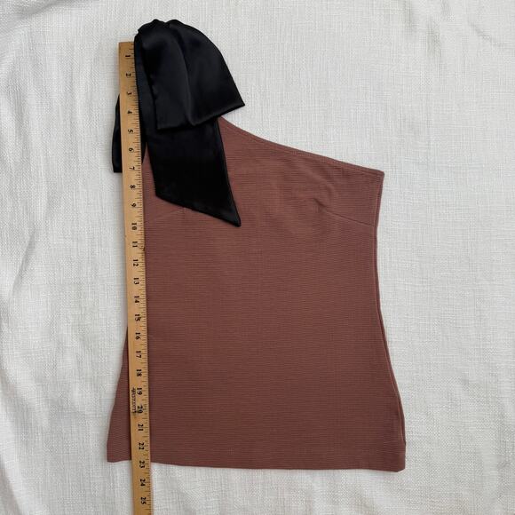 Maeve by Anthropologie Bow Shoulder Ribbed Tank Top Brown XS - Picture 7 of 16